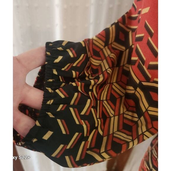 F85 My Collection orange and black patten blouse. Fall Colors - Picture 3 of 8